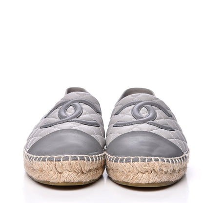 Chanel Lambskin Quilted CC Espadrilles 40 Grey 2 of 10