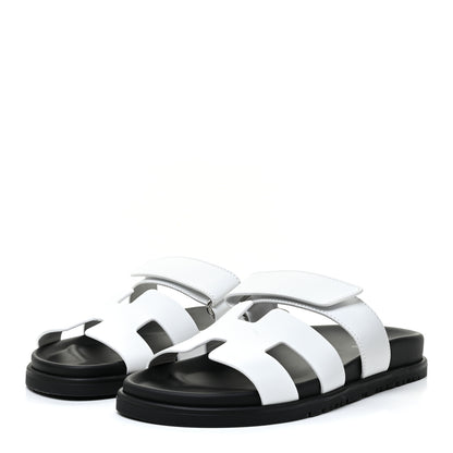 Hermes Calfskin Womens Chypre Sandals 37.5 White 3 of 13