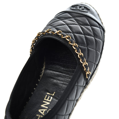 Chanel Lambskin Quilted CC Chain Espadrilles 36 Black 10 of 25