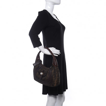 Fendi Zucca Nappa Nuvolata Vitello Tortuga Medium Spy Hobo Tobacco Moro 2 of 12
