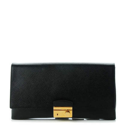Prada Saffiano Lux Flap Clutch Nero Black 1 of 7