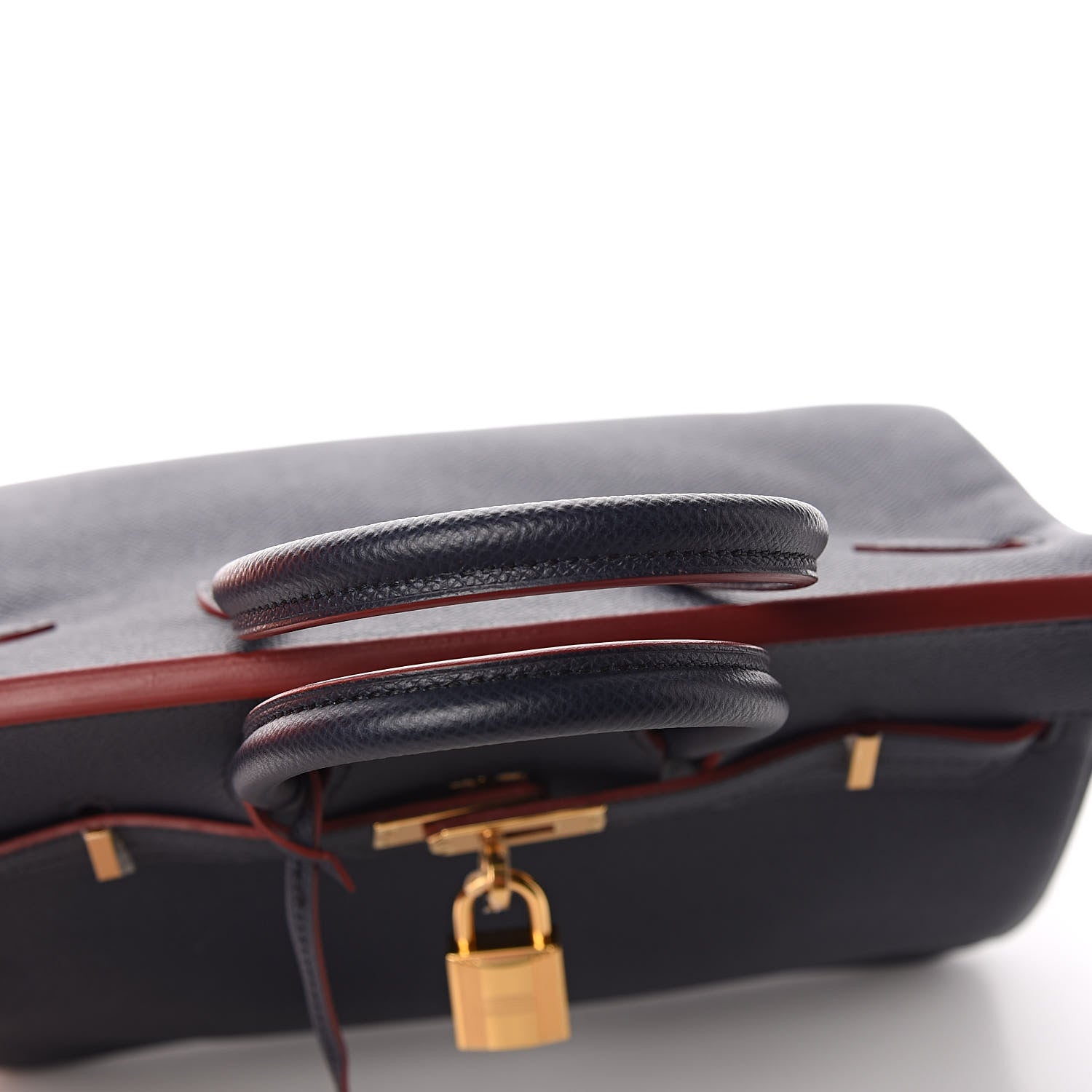 Hermes Epsom Contour Birkin 25 Bleu Indigo Rouge H 33 of 34