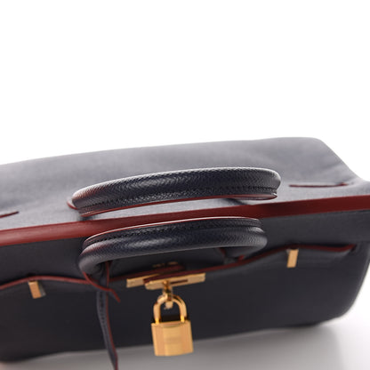 Hermes Epsom Contour Birkin 25 Bleu Indigo Rouge H 33 of 34