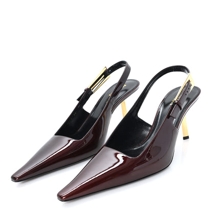 Saint Laurent Vernice Gloss Lee 110 Slingback Pumps 39 Marron Glacé 5 of 11