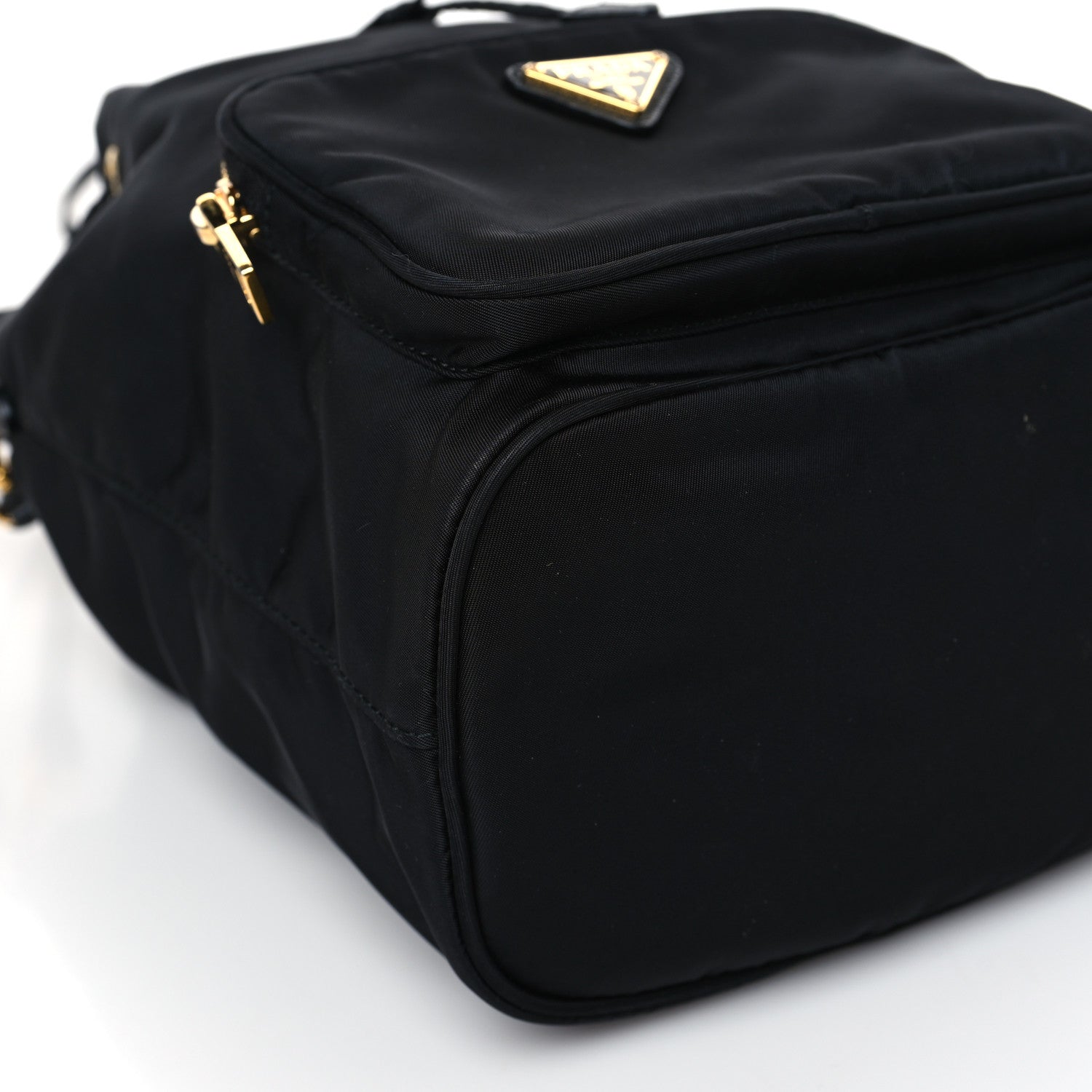 Prada Saffiano Tessuto Nylon Mini Bucket Crossbody Bag Black 7 of 9