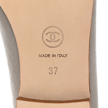 Chanel Caviar CC Cap Toe Ballerina Flats 37 Grey 8 of 9