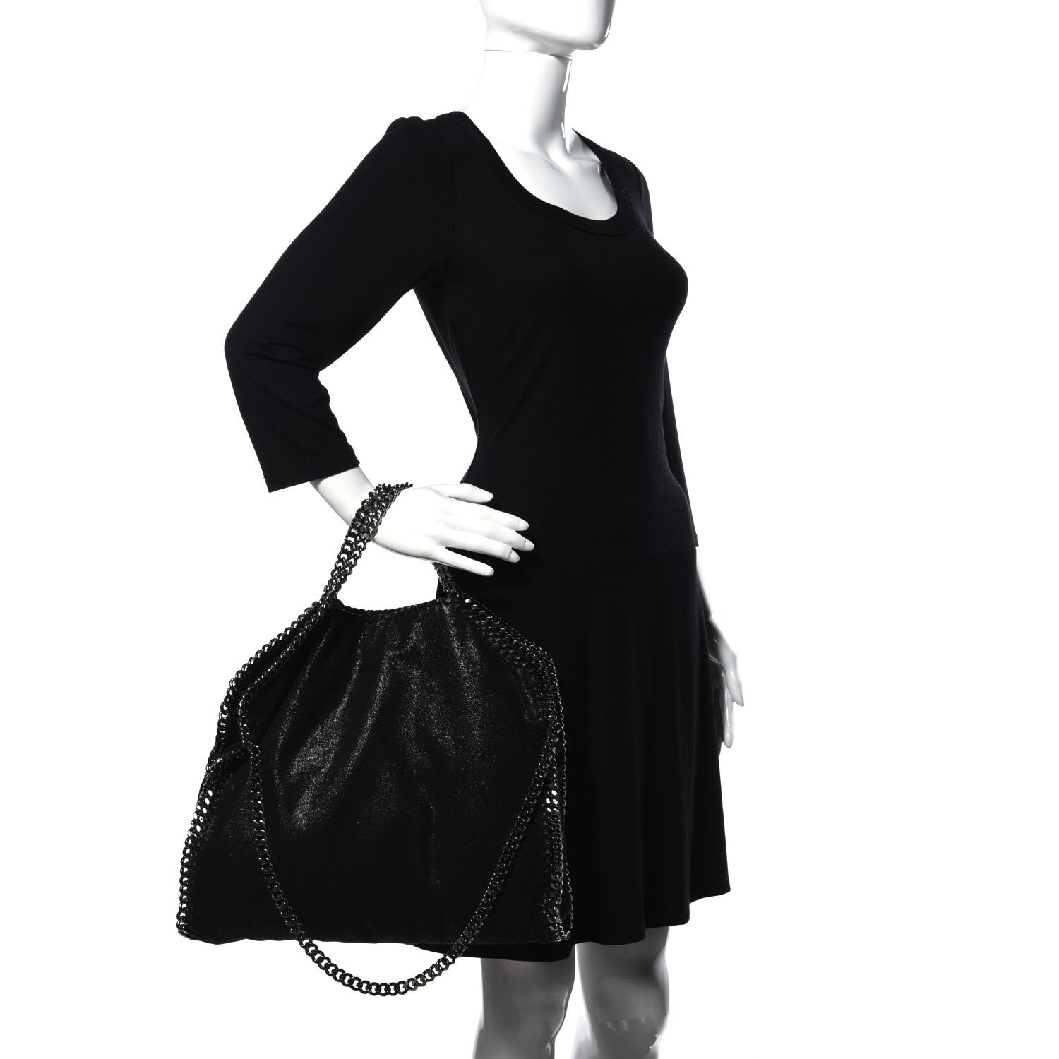Stella McCartney Shaggy Deer Falabella Fold Over Tote Black 2 of 9