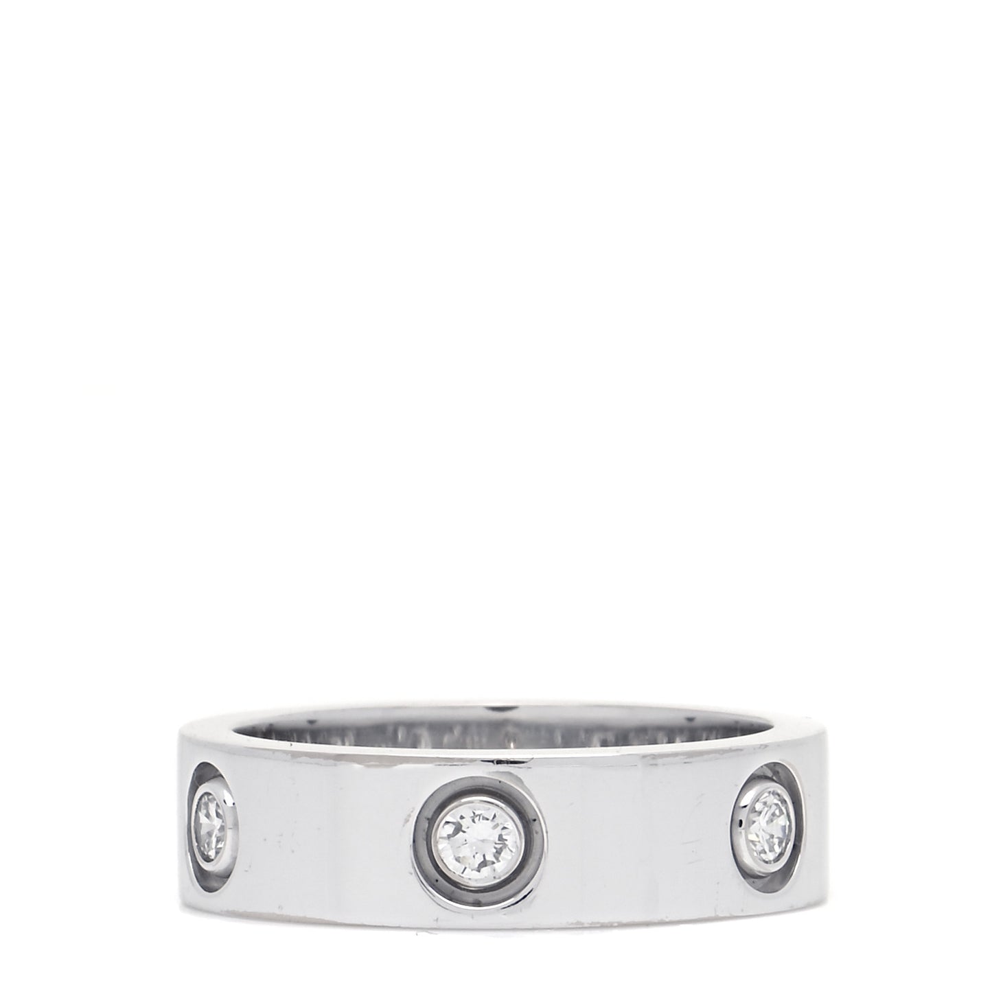 18K White Gold 6 Diamond 5.5mm LOVE Ring 54 7