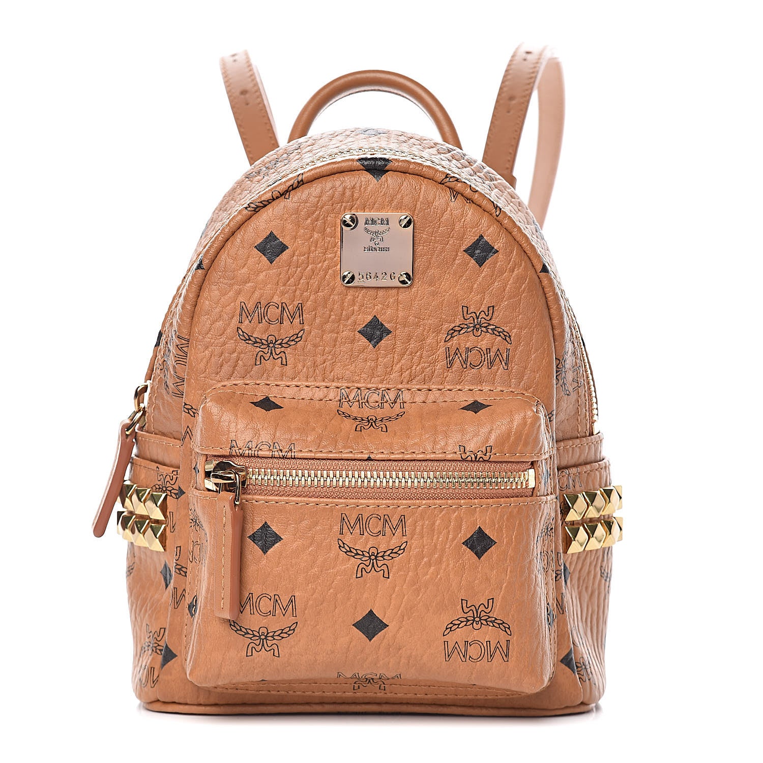 MCM Visetos Side Stud X-Mini Stark Backpack Cognac 1 of 11