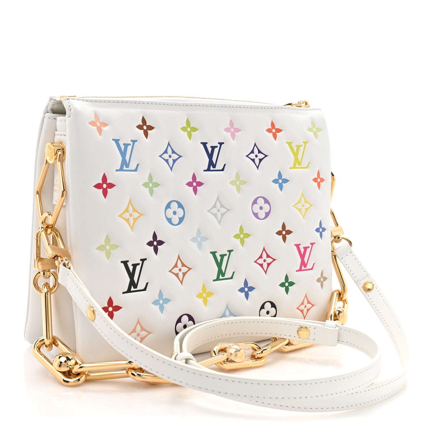 Louis Vuitton LV x TM Lambskin Embossed Monogram Coussin PM White Multicolor 3 of 13