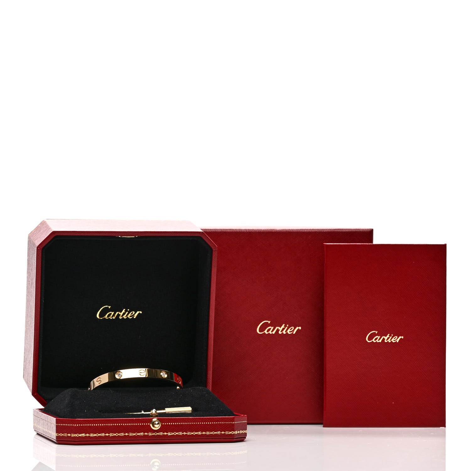 Cartier 18K Yellow Gold 4 Diamond LOVE Bracelet 17 5 of 5