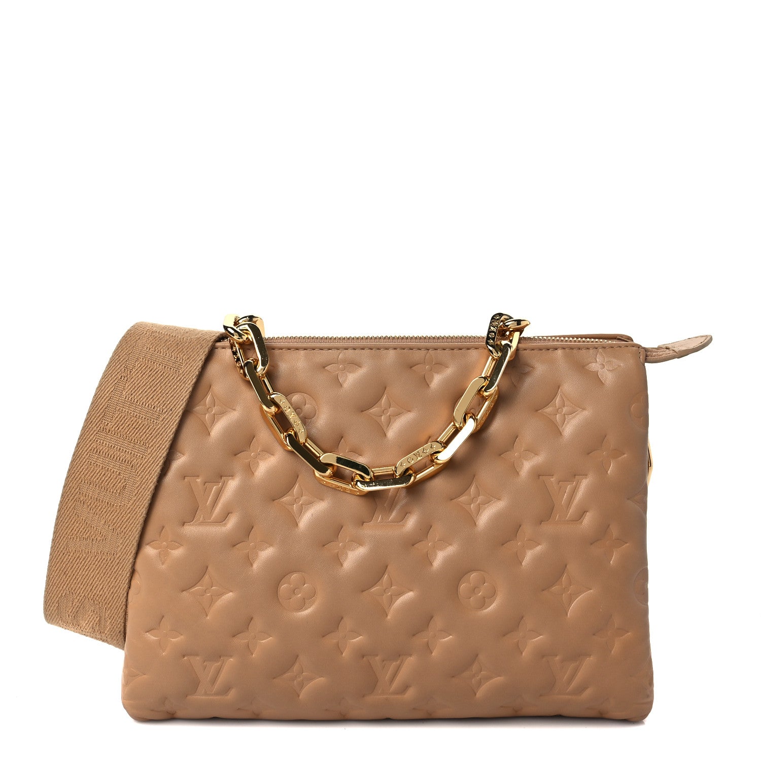 Louis Vuitton Lambskin Embossed Monogram Coussin PM Camel 1 of 6