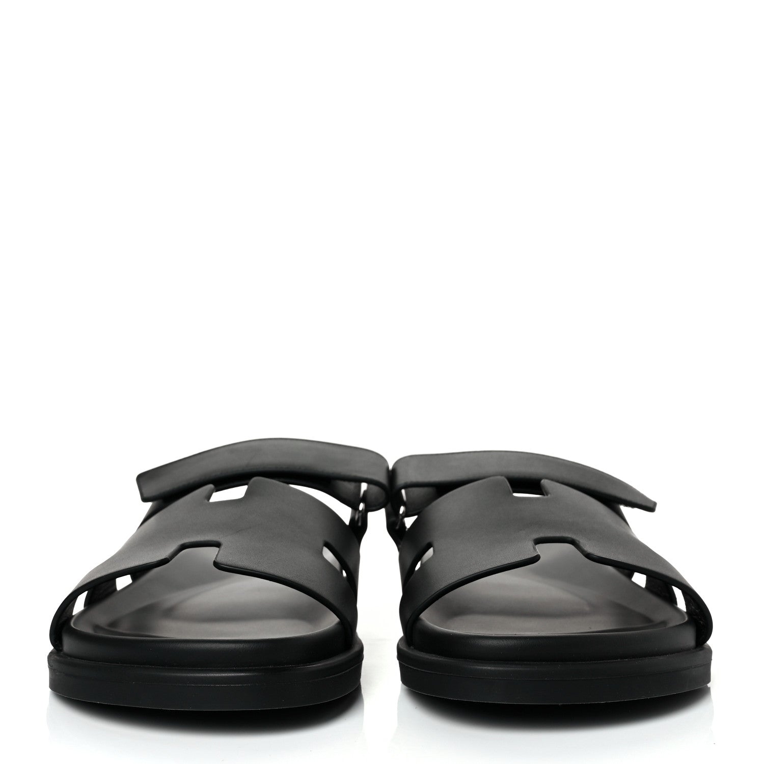 Hermes Calfskin Mens Chypre Sandals 42 Black 2 of 8