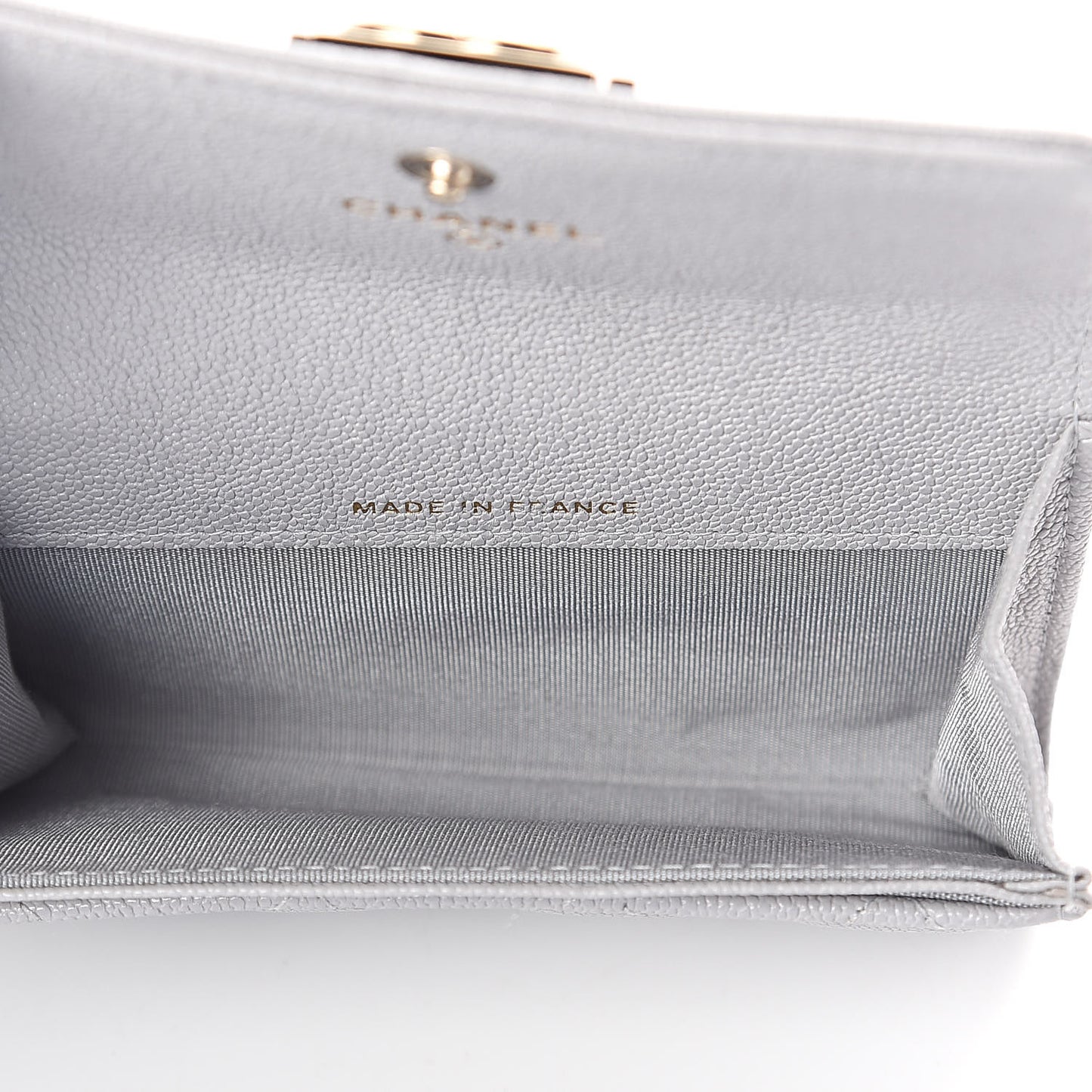 Caviar Quilted Boy Flap Card Holder Grey
