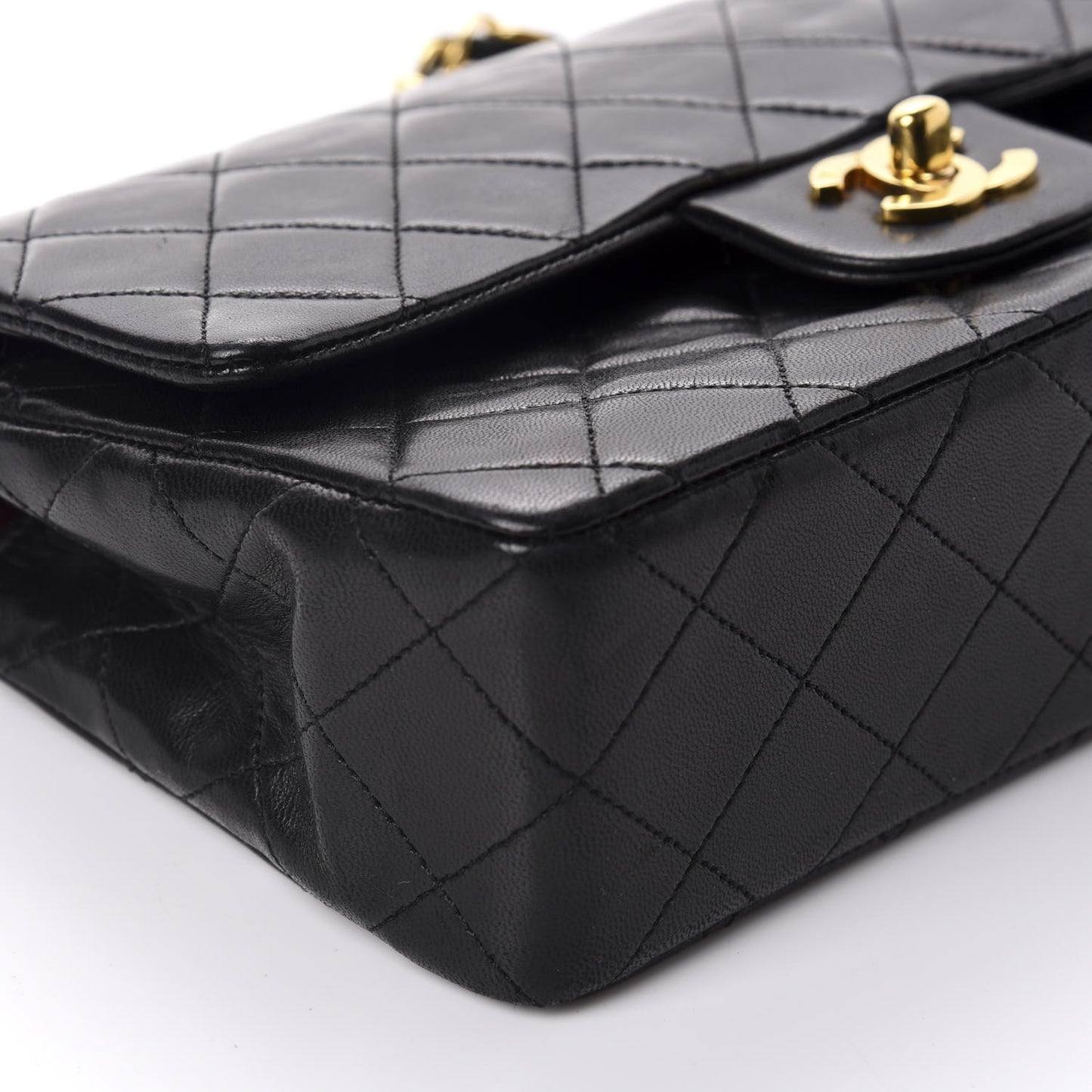 Lambskin Quilted Small Double Flap Black
