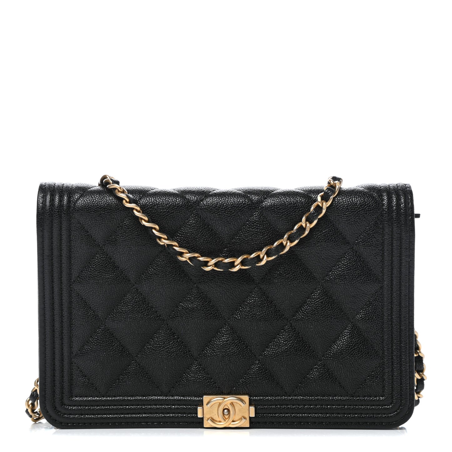 Caviar Quilted Boy Wallet On Chain WOC Black
