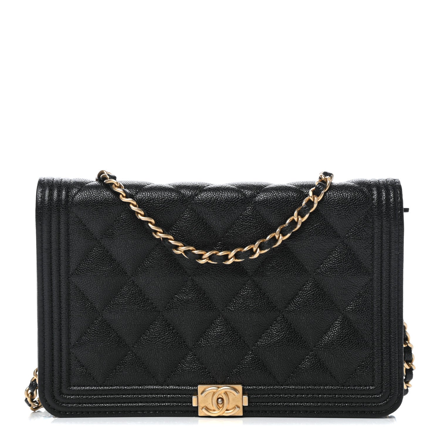 Chanel Caviar Quilted Boy Wallet On Chain WOC Black 1 of 12