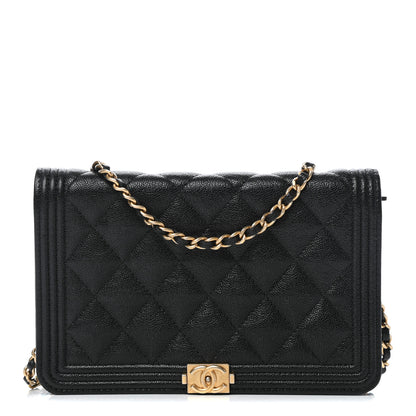 Chanel Caviar Quilted Boy Wallet On Chain WOC Black 1 of 12