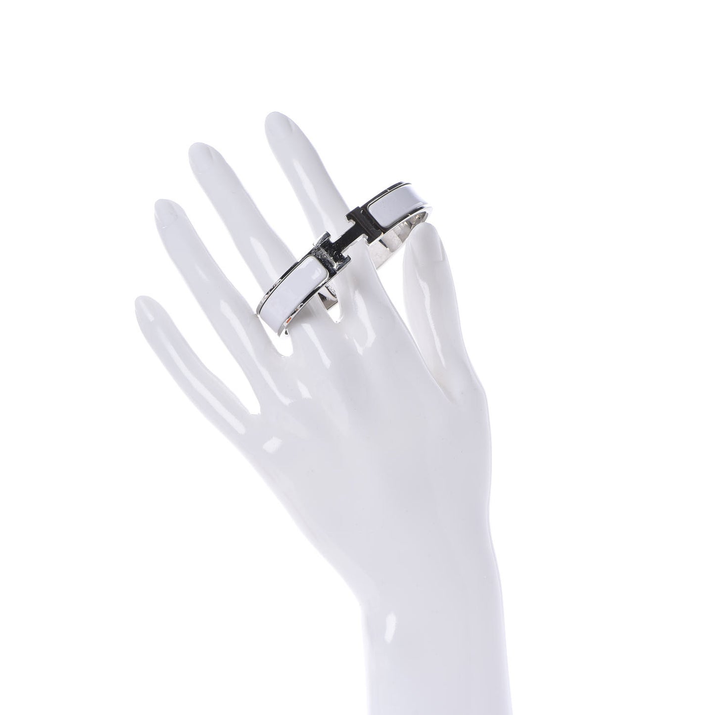 Enamel Narrow Clic Clac H Bracelet GM White