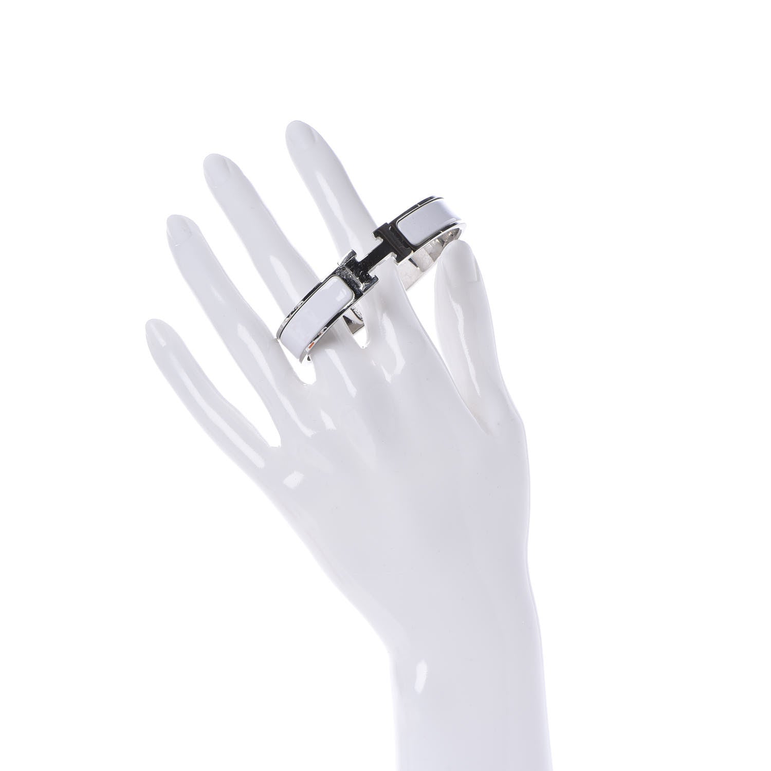 Hermes Enamel Narrow Clic Clac H Bracelet GM White 2 of 6