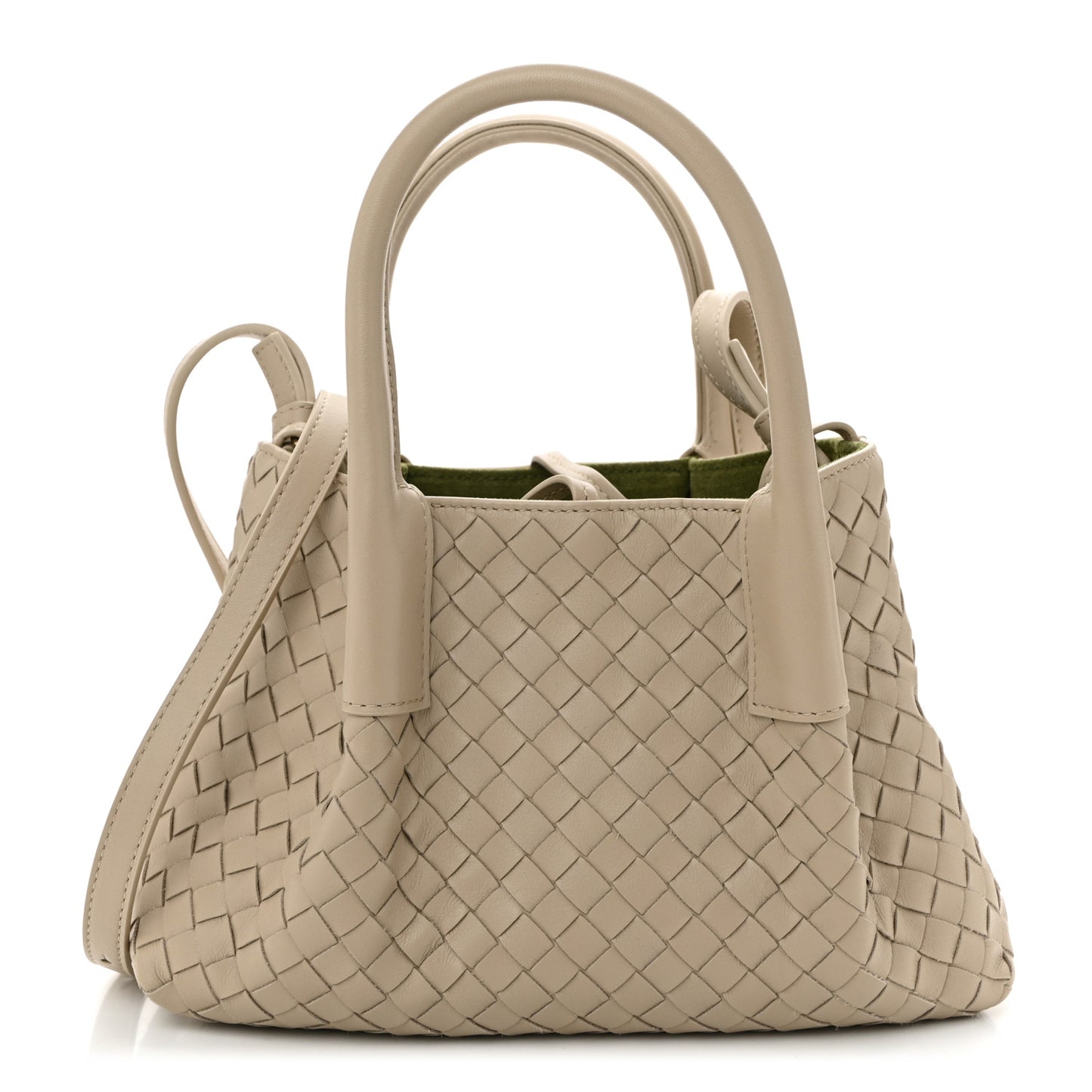 Calfskin Intrecciato Small Pinacoteca Tote Ecru Matcha