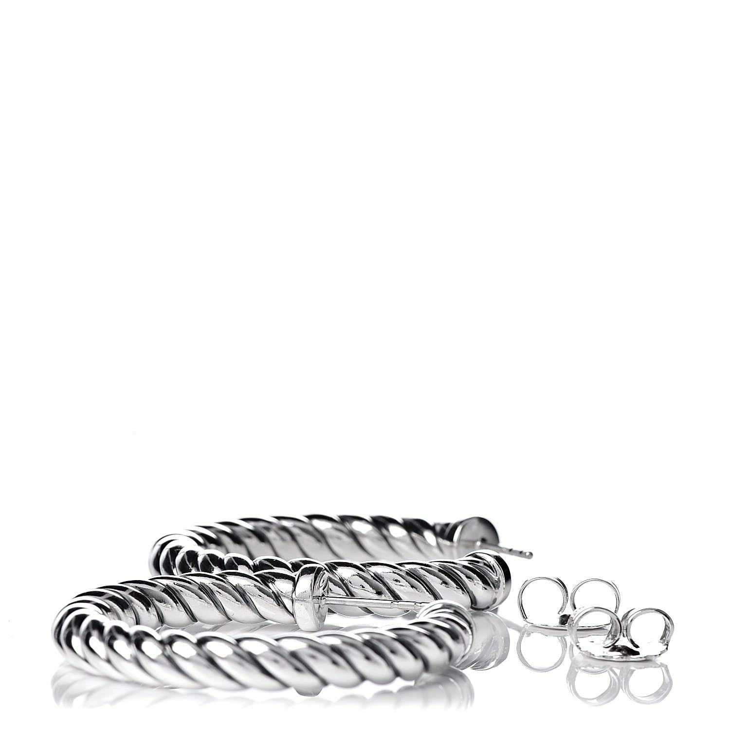 David Yurman Sterling Silver 39mm Large Classic Classics Hoop Earrings 3 of 4
