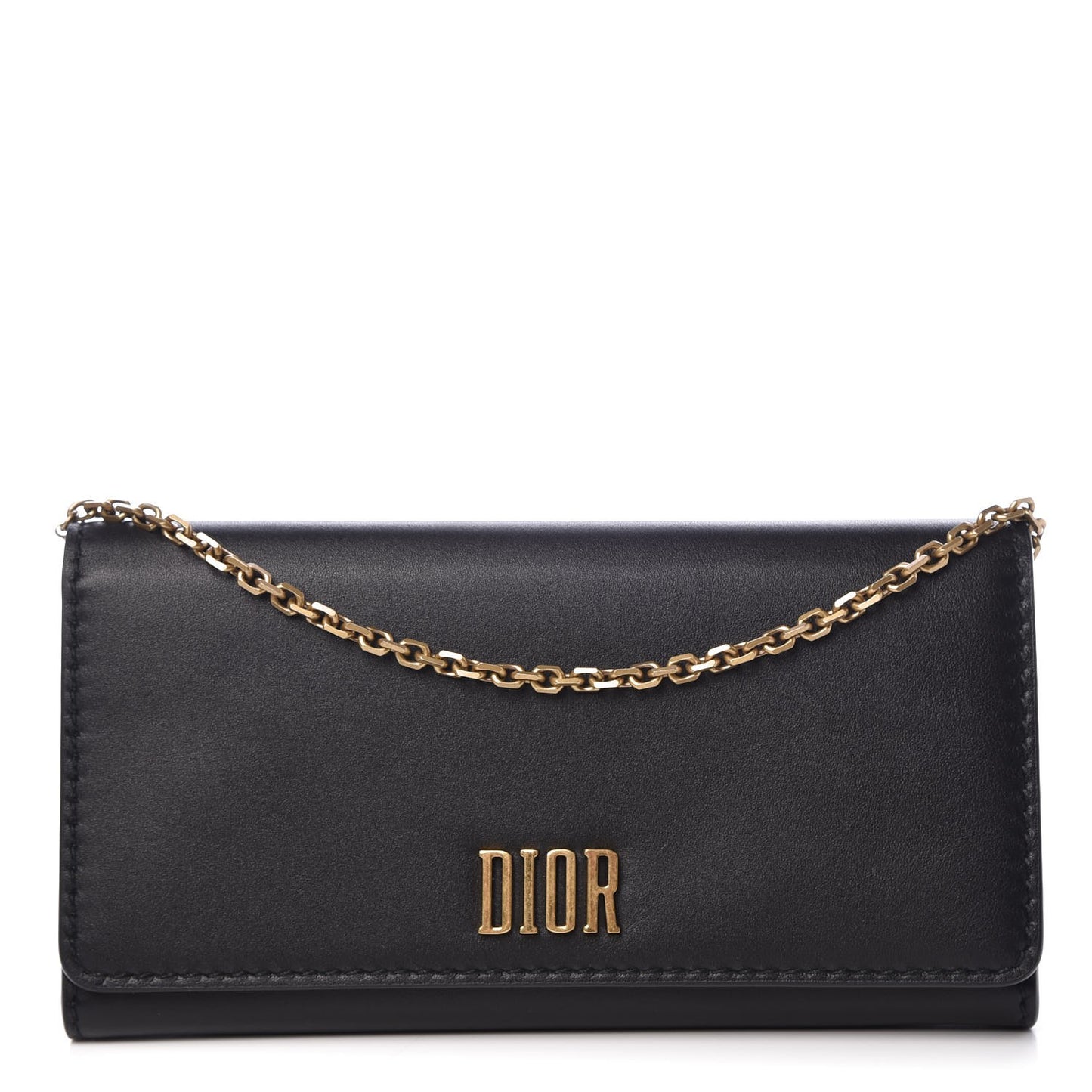 Calfskin D Fence Croisiere Chain Wallet Black