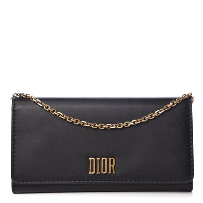 Christian Dior Calfskin D Fence Croisiere Chain Wallet Black 1 of 7