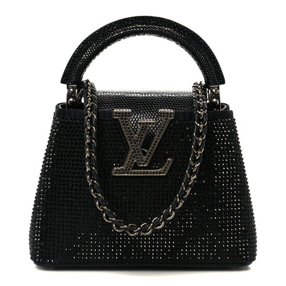 Louis Vuitton Swarovski Crystal Satin Lizard Nano Capucines Black 1 of 10