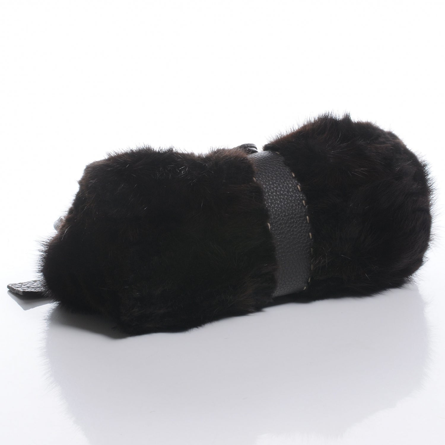 Fendi Mink Fur Calfskin Romano Selleria Shoulder Bag Brown 4 of 7