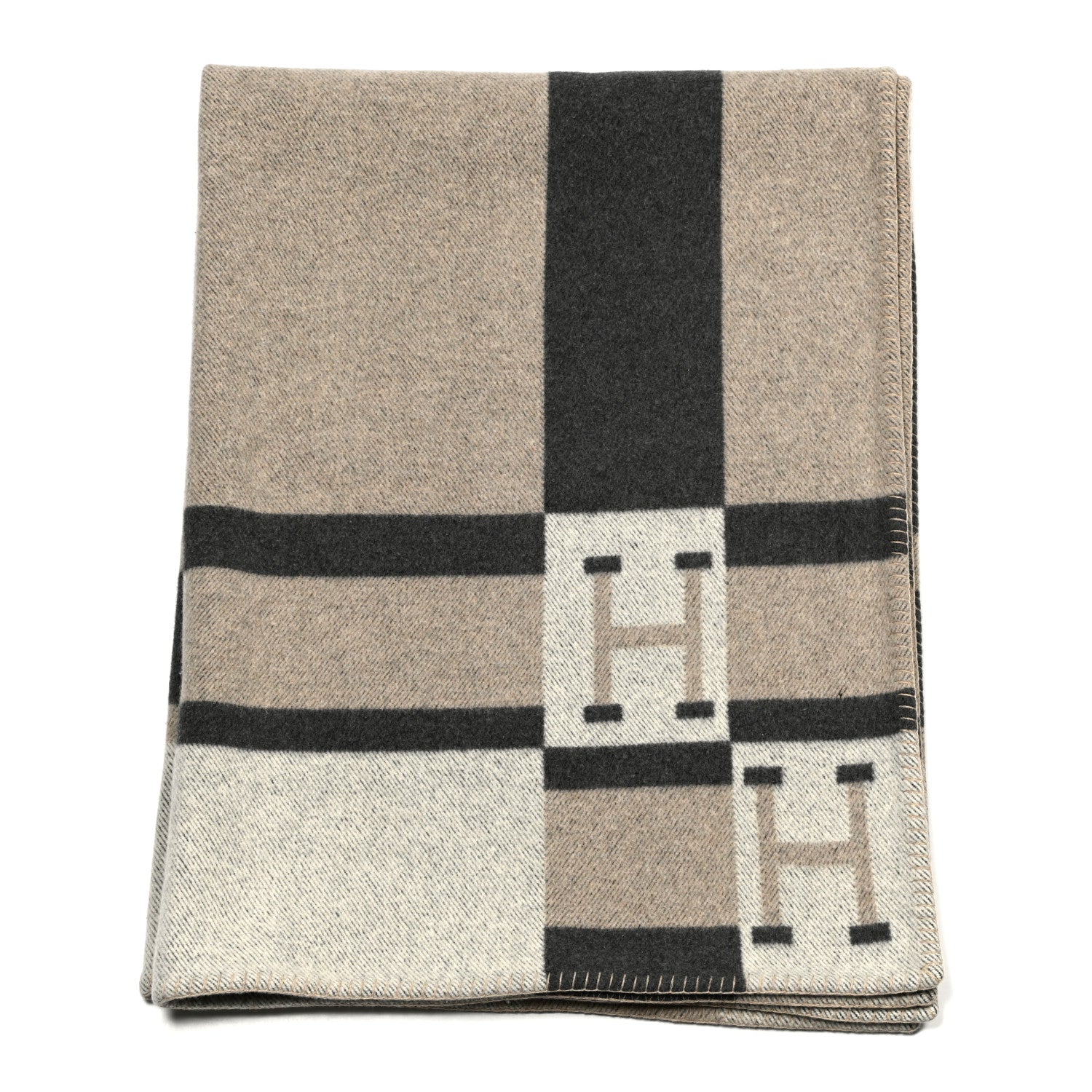 Hermes Wool Cashmere Avalon Bayadere Blanket Natural 4 of 7