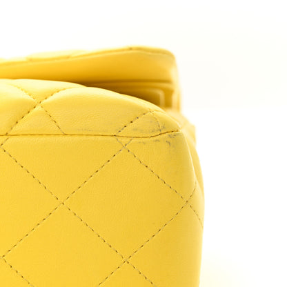 Chanel Lambskin Quilted Jumbo Double Flap Yellow 17 of 18