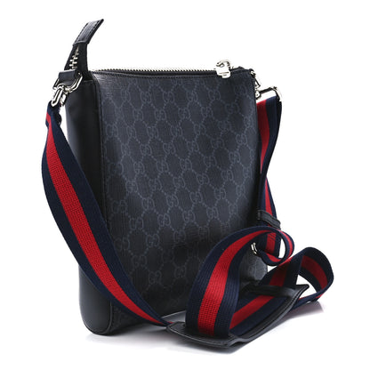 Gucci GG Supreme Monogram Web Small Flat Messenger Bag Black Grey 3 of 12