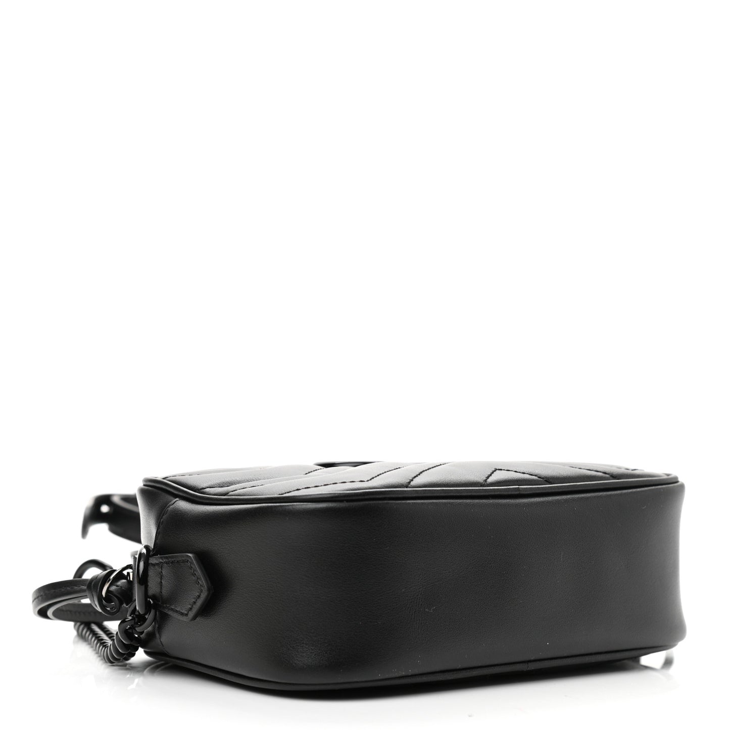 Calfskin Matelasse Monochrome Mini GG Marmont Chain Shoulder Bag Black