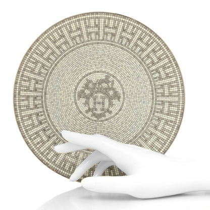Hermes Porcelain Mosaique au 24 Platine Dessert Plate 8.3 2 of 6