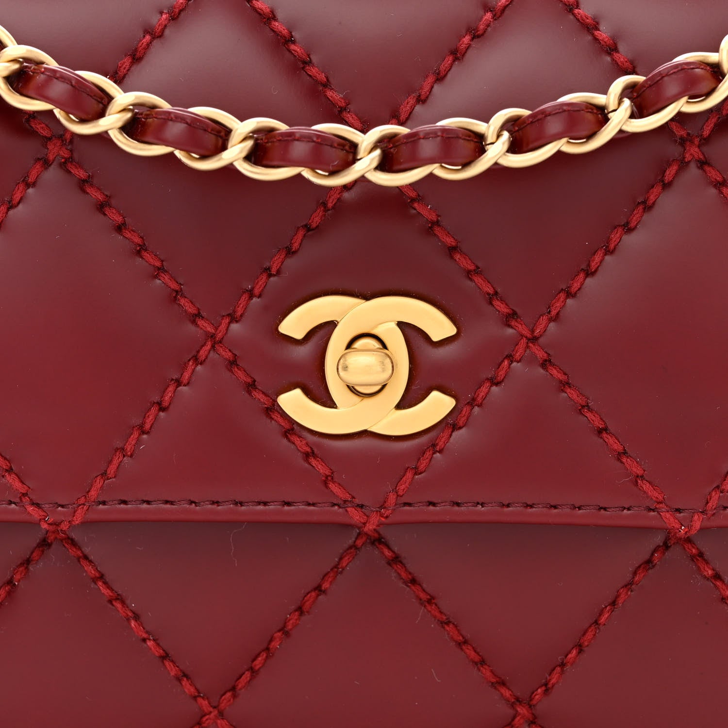Chanel Calfskin Quilted Medium Wild Stitch Flap Burgundy 8 of 12