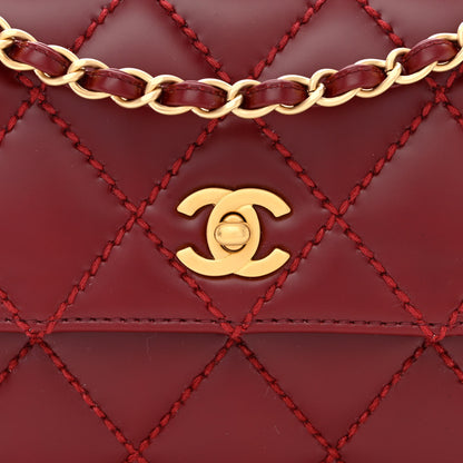 Chanel Calfskin Quilted Medium Wild Stitch Flap Burgundy 8 of 12