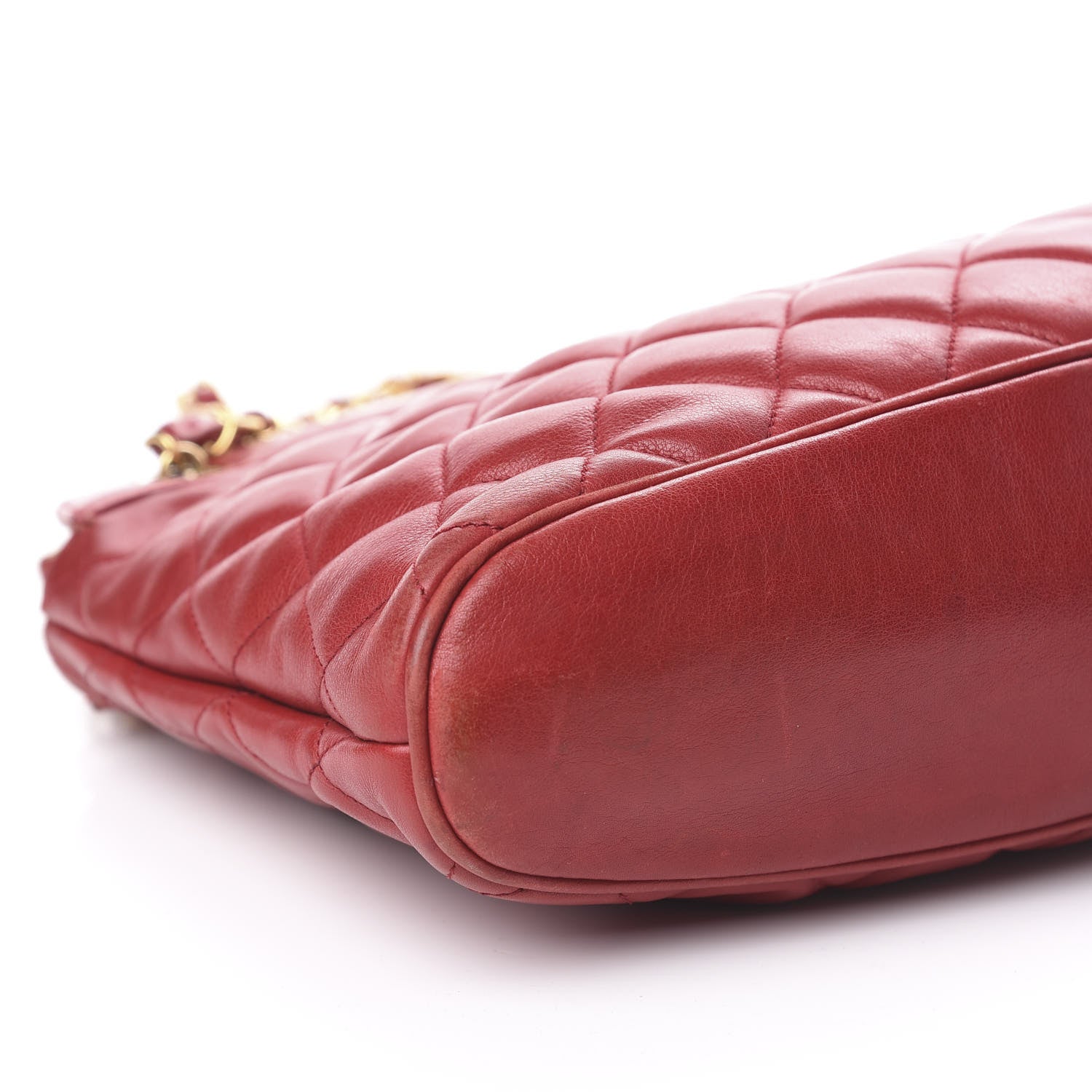 Chanel Lambskin Quilted Shoulder Bag Red 12 of 15