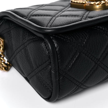 Marc Jacobs Grained Calfskin Quilted Double Stitched The Status Flap Crossbody Bag Black 11 of 12