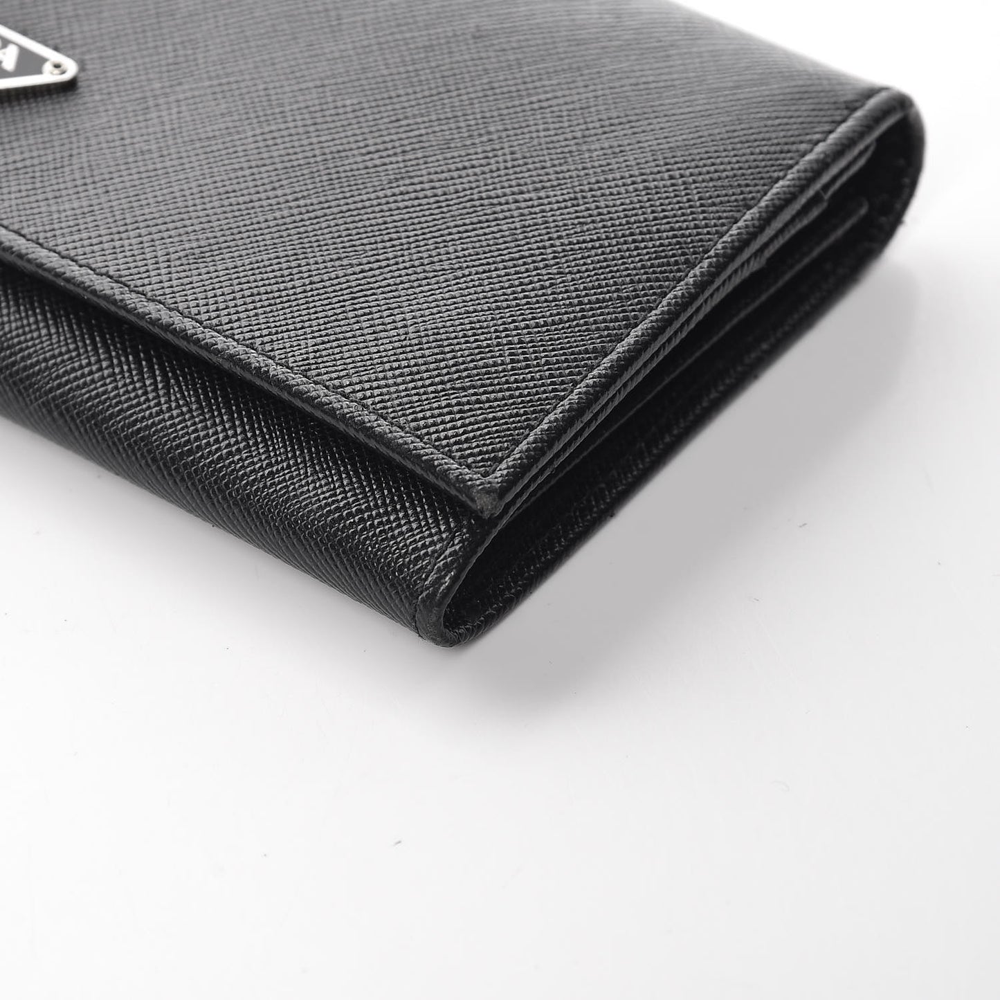 Saffiano Triangle Continental Flap Wallet Black