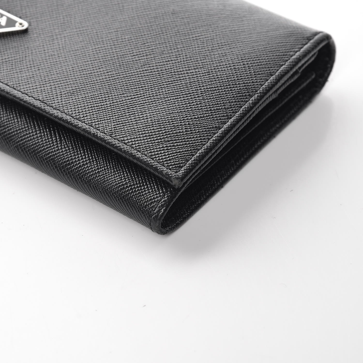 Prada Saffiano Triangle Continental Flap Wallet Black 8 of 12