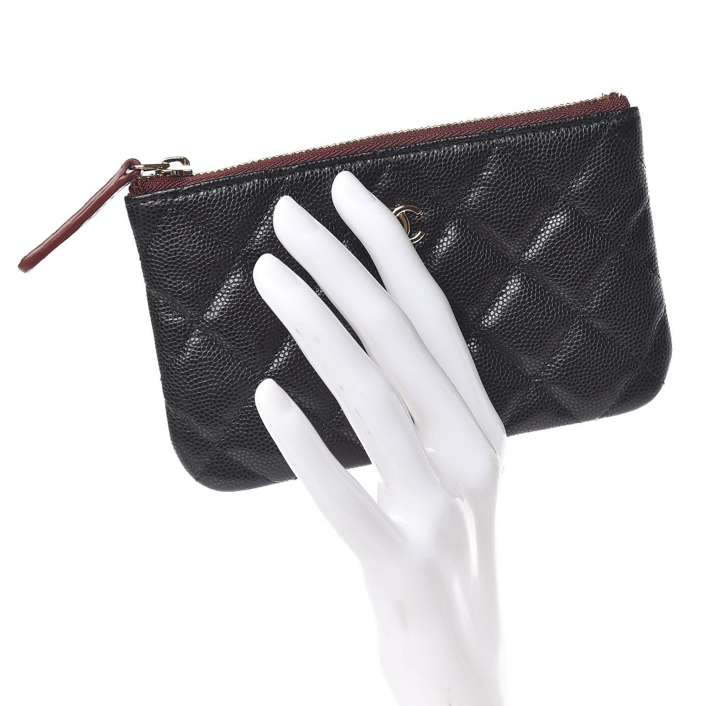 Caviar Quilted Small Cosmetic Case Black