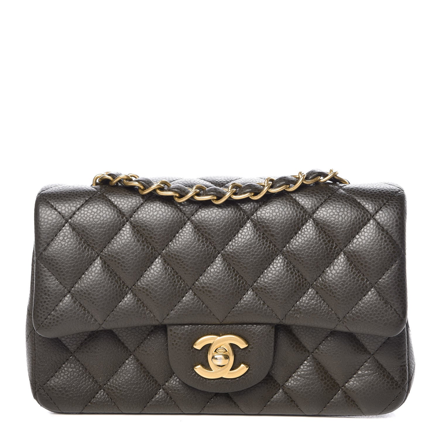 Chanel Caviar Quilted Mini Rectangular Flap Dark Green 1 of 11