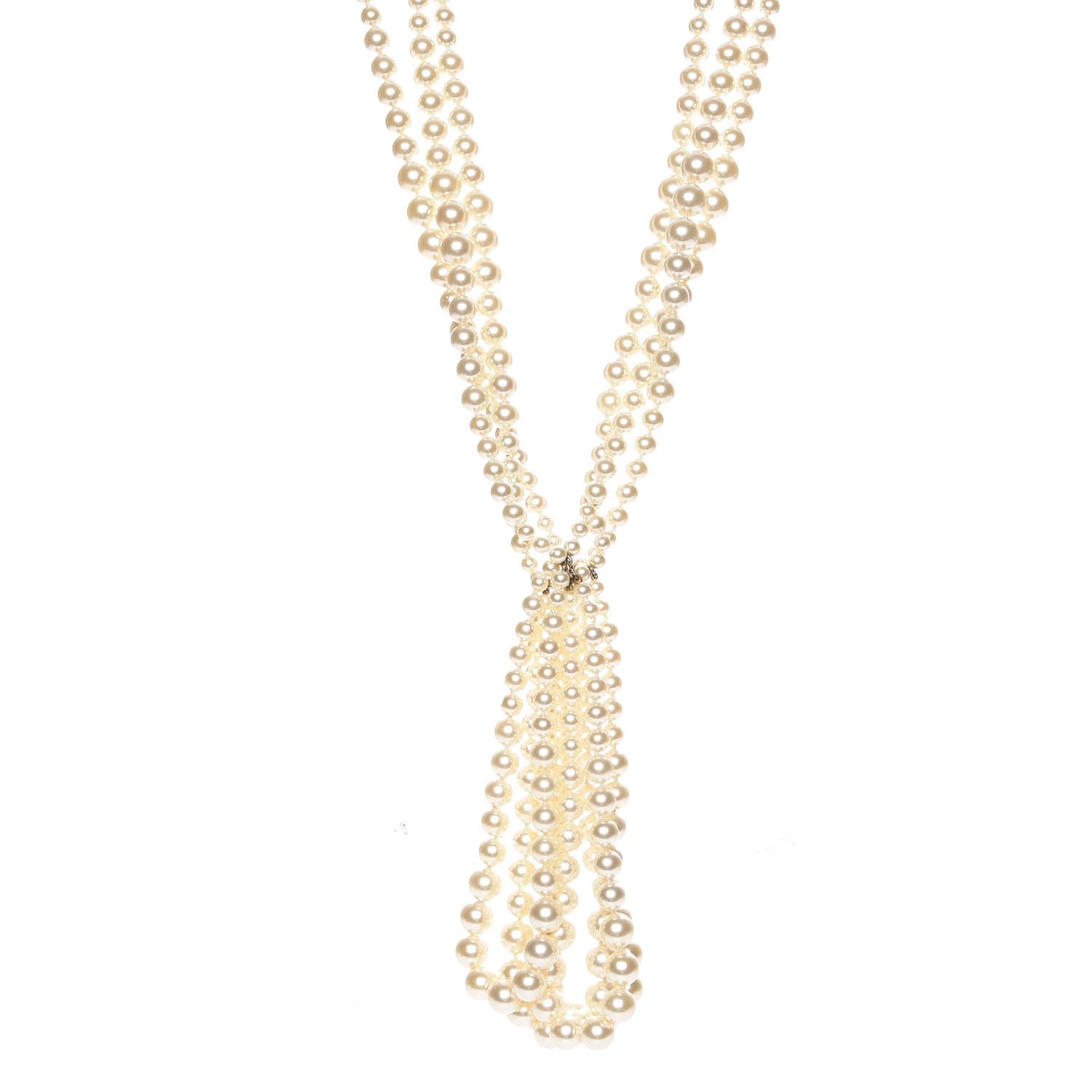 Chanel Pearl Multi Strand CC Necklace Gold 1 of 5