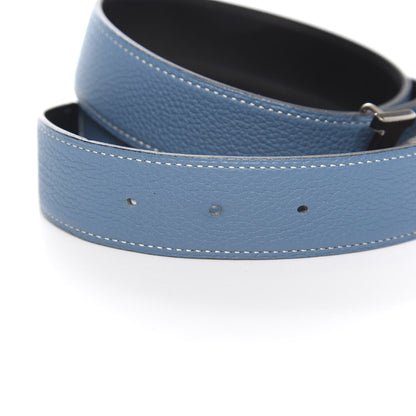 Hermes Togo Box 32mm Martelee H Belt 85 Blue Jean Black 4 of 5