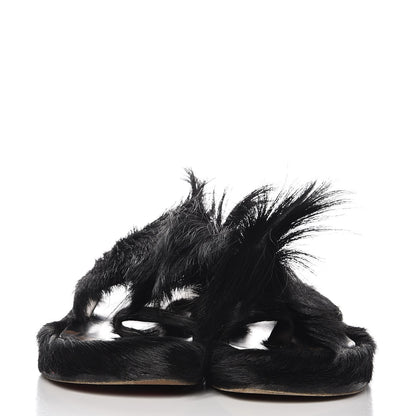 Christian Louboutin Fur Mens Cromac Flat Slide Sandals 41 Black 3 of 11