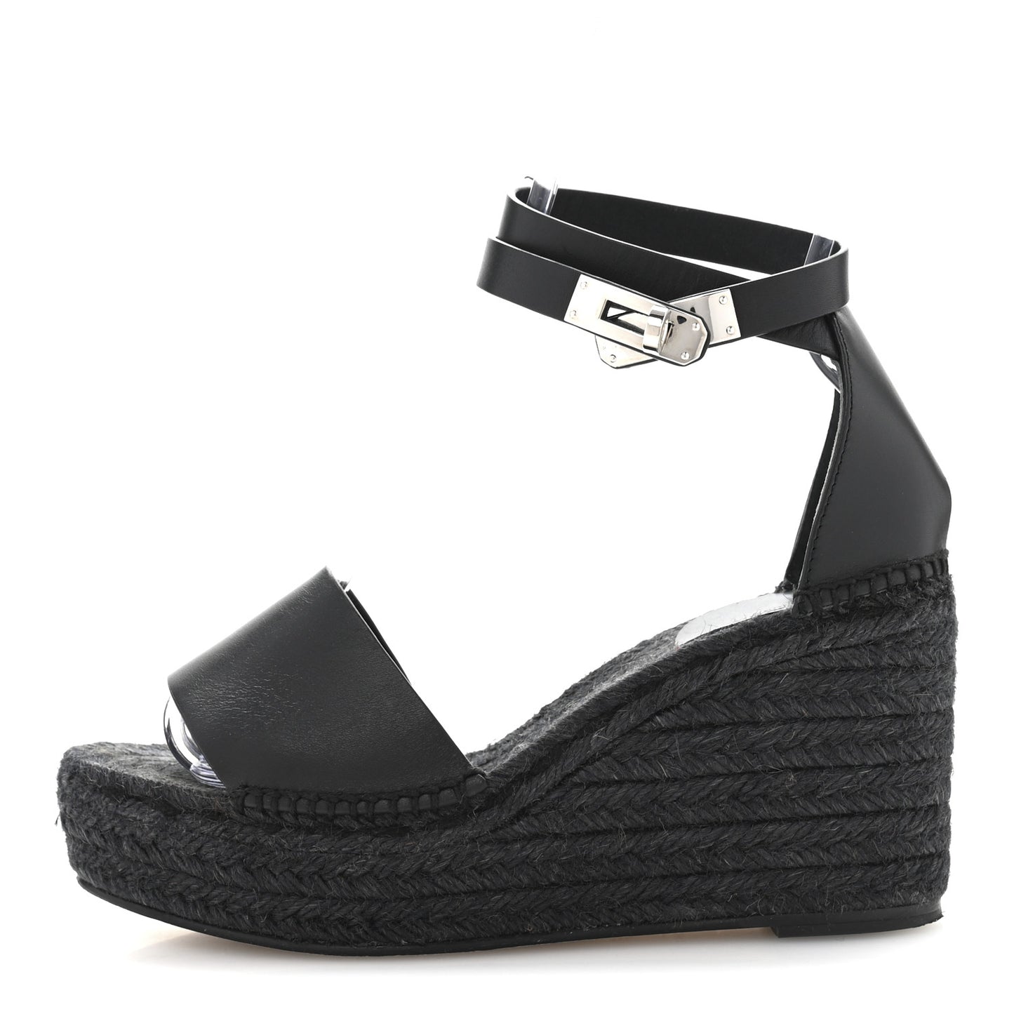 Calfskin Tipoli Espadrille Wedges 38 Black