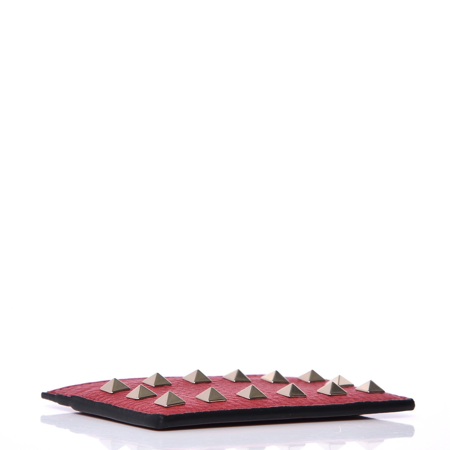 Valentino Garavani Pebbled Calfskin Rockstud Card Holder Red 4 of 8