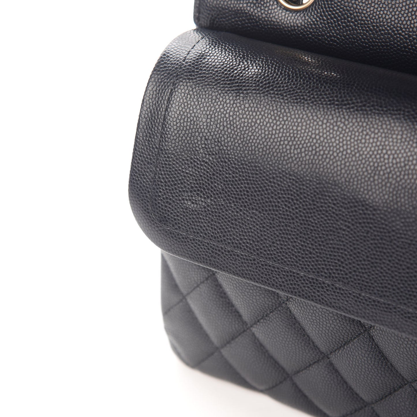 Caviar Quilted Medium Double Flap Navy