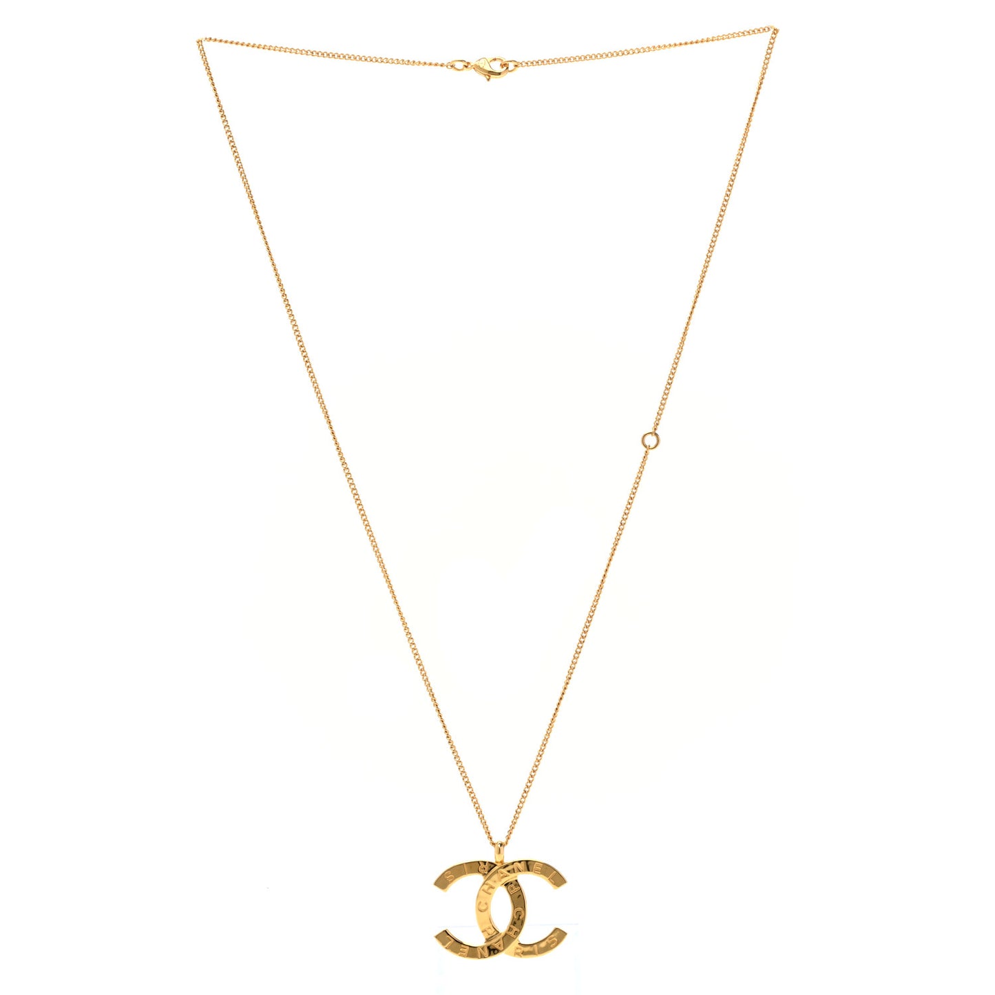 Metal CC Paris Button Necklace Gold
